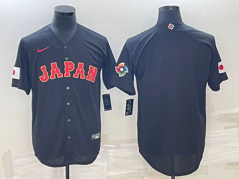 Men 2023 World Cub Japan Blank Black Nike MLB Jersey2